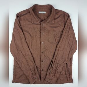 Outerknown Flannel Shirt Mens 2XL XXL Brown Button Up Long Sleeve Soft Organic